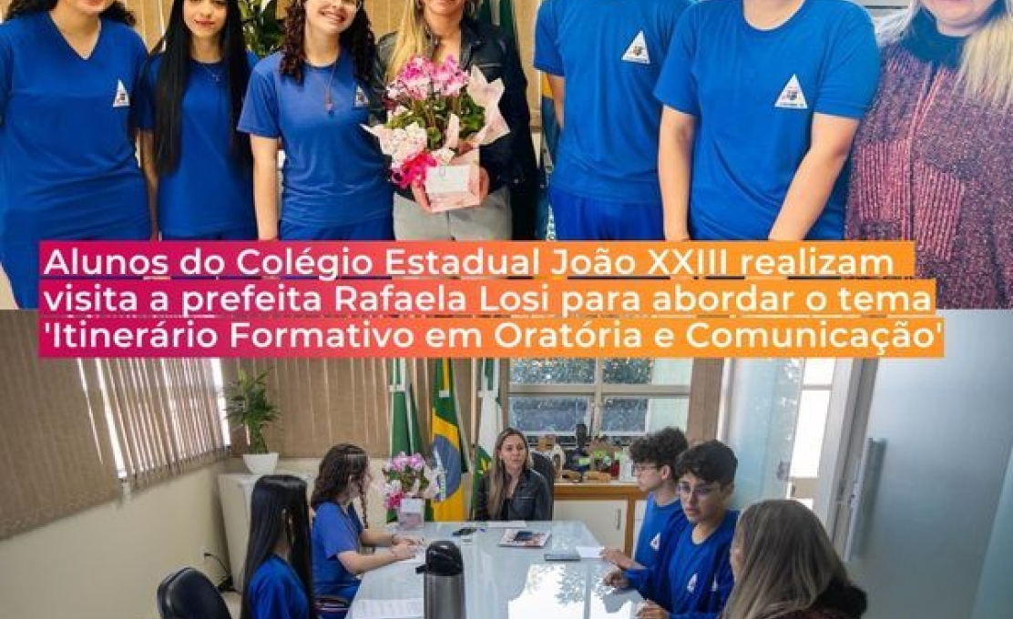 Alunos Do Colégio Estadual João Xxiii Realizam Visita Ao Gabinete Da Prefeita 